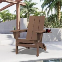 Classic Brownwood Folding Plastic Adirondack Chair With Double Cup Holder -More Furniture Store jearey plastic adirondack chairs sbthqy zm c3 1000