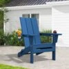 Classic Navy Blue Folding Plastic Adirondack Chair With Double Cup Holder