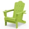 Classic Outdoor HDPE Folding Plastic Adirondack Chair With 2 Cup Holders In Apple Green (Set Of 1)