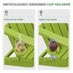 Classic Outdoor HDPE Folding Plastic Adirondack Chair With 2 Cup Holders In Apple Green (Set Of 1) -More Furniture Store jearey plastic adirondack chairs sbtydy apple fa 1000