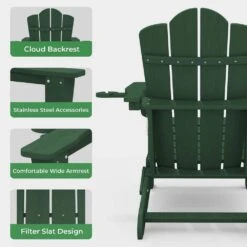 Classic Outdoor HDPE Folding Plastic Adirondack Chair With 2 Cup Holders In Green (Set Of 1) 11 Classic Outdoor HDPE Folding Plastic Adirondack Chair With 2 Cup Holders In Green (Set Of 1) -More Furniture Store jearey plastic adirondack chairs sbtydy green 44 1000