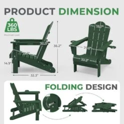 Classic Outdoor HDPE Folding Plastic Adirondack Chair With 2 Cup Holders In Green (Set Of 1) 9 Classic Outdoor HDPE Folding Plastic Adirondack Chair With 2 Cup Holders In Green (Set Of 1) -More Furniture Store jearey plastic adirondack chairs sbtydy green 4f 1000