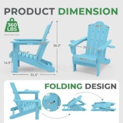 Classic Outdoor HDPE Folding Plastic Adirondack Chair With 2 Cup Holders In Light Blue (Set Of 1) -More Furniture Store jearey plastic adirondack chairs sbtydy lblue 4f 1000