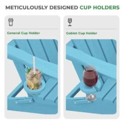 Classic Outdoor HDPE Folding Plastic Adirondack Chair With 2 Cup Holders In Light Blue (Set Of 1) -More Furniture Store jearey plastic adirondack chairs sbtydy lblue fa 1000