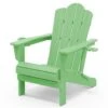 Classic Outdoor HDPE Folding Plastic Adirondack Chair With 2 Cup Holders In Light Green (Set Of 1)