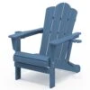 Classic Outdoor HDPE Folding Plastic Adirondack Chair With 2 Cup Holders In Navy (Set Of 1)