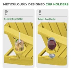 Classic Outdoor HDPE Folding Plastic Adirondack Chair With 2 Cup Holders In Yellow (Set Of 1) -More Furniture Store jearey plastic adirondack chairs sbtydy yellow fa 1000