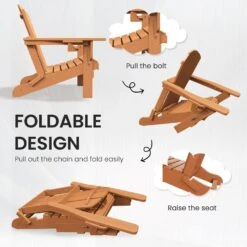 Classic Orange Folding Plastic Adirondack Chairs With 2-Cup Holders-Weather Resistant Patio Outdoor Chair (Set Of 1) -More Furniture Store jearey plastic adirondack chairs sbtzdy aj 1f 1000