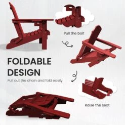 Classic Dark Red Folding Plastic Adirondack Chairs With 2-Cup Holders-Weather Resistant Patio Outdoor Chair (Set Of 1) 13 Classic Dark Red Folding Plastic Adirondack Chairs With 2-Cup Holders-Weather Resistant Patio Outdoor Chair (Set Of 1) -More Furniture Store jearey plastic adirondack chairs sbtzdy drd 1f 1000