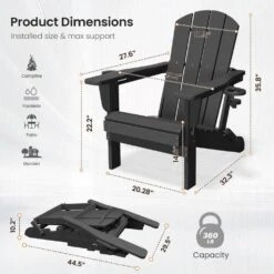 Classic Gray Folding Plastic Adirondack Chairs With 2-Cup Holders-Weather Resistant Patio Outdoor Chair (Set Of 1) 16 Classic Gray Folding Plastic Adirondack Chairs With 2-Cup Holders-Weather Resistant Patio Outdoor Chair (Set Of 1) -More Furniture Store jearey plastic adirondack chairs sbtzdy gr 44 1000