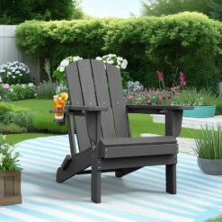 Classic Gray Folding Plastic Adirondack Chairs With 2-Cup Holders-Weather Resistant Patio Outdoor Chair (Set Of 1) 12 Classic Gray Folding Plastic Adirondack Chairs With 2-Cup Holders-Weather Resistant Patio Outdoor Chair (Set Of 1) -More Furniture Store jearey plastic adirondack chairs sbtzdy gr a0 1000