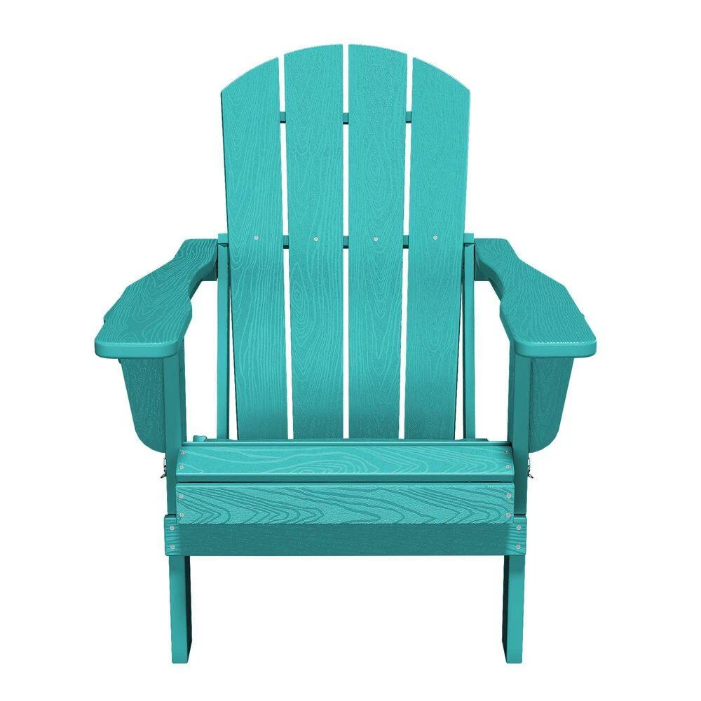 Classic Peacock Blue Folding Plastic Adirondack Chairs W/ 2-Cup Holders-Weather Resistant Patio Outdoor Chair (Set Of 1) 7 Classic Peacock Blue Folding Plastic Adirondack Chairs W/ 2-Cup Holders-Weather Resistant Patio Outdoor Chair (Set Of 1) - Image 7