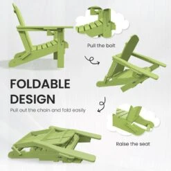 Classic Apple Green Folding HDPE Adirondack Chairs With 2-Cup Holders-Weather Resistant Patio Outdoor Chair (Set Of 1) 13 Classic Apple Green Folding HDPE Adirondack Chairs With 2-Cup Holders-Weather Resistant Patio Outdoor Chair (Set Of 1) -More Furniture Store jearey plastic adirondack chairs sbtzdy pgl 1f 1000