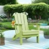 Classic Apple Green Folding HDPE Adirondack Chairs With 2-Cup Holders-Weather Resistant Patio Outdoor Chair (Set Of 1)