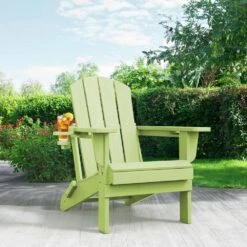 Classic Apple Green Folding HDPE Adirondack Chairs With 2-Cup Holders-Weather Resistant Patio Outdoor Chair (Set Of 1) 11 Classic Apple Green Folding HDPE Adirondack Chairs With 2-Cup Holders-Weather Resistant Patio Outdoor Chair (Set Of 1) -More Furniture Store jearey plastic adirondack chairs sbtzdy pgl c3 1000