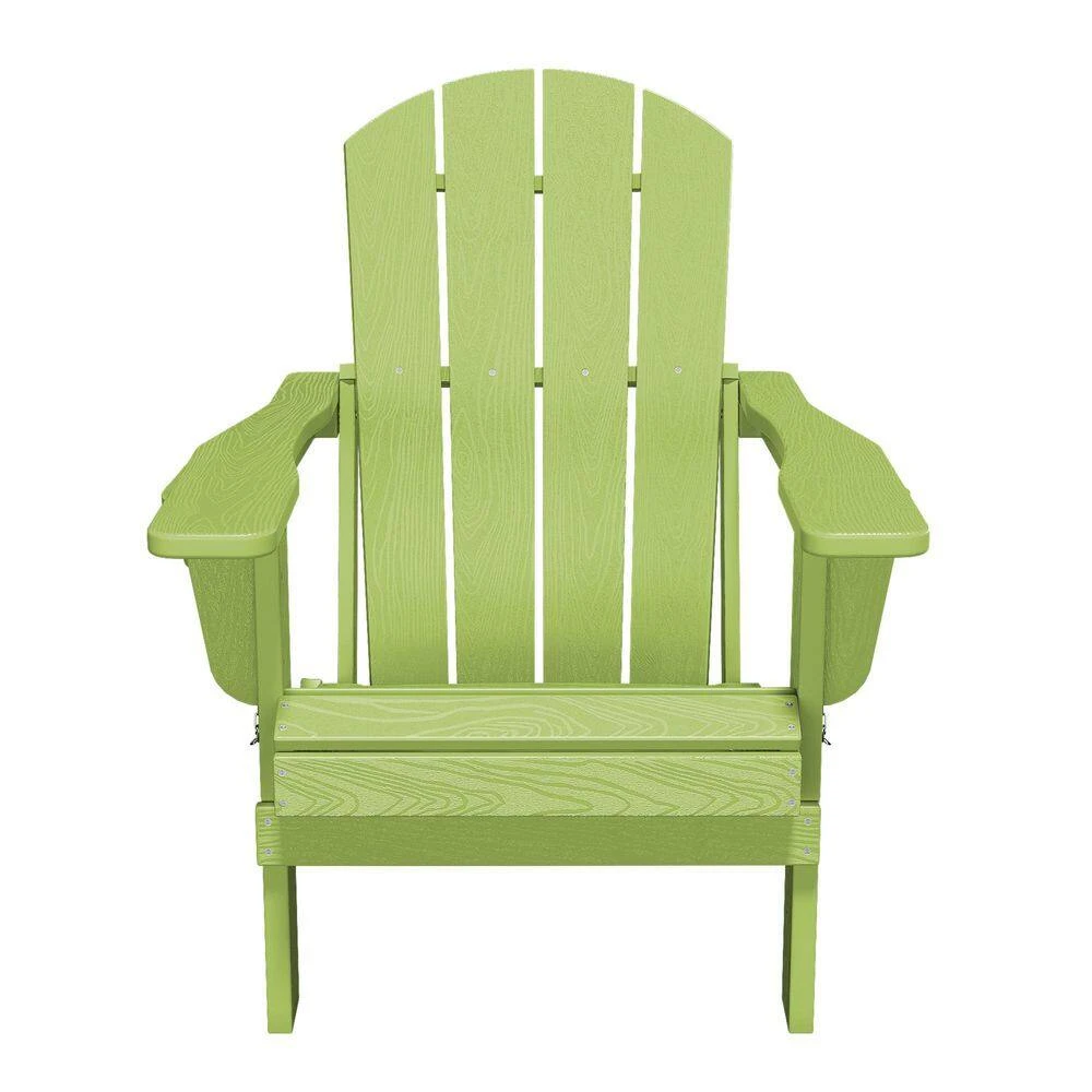 Classic Apple Green Folding HDPE Adirondack Chairs With 2-Cup Holders-Weather Resistant Patio Outdoor Chair (Set Of 1) 7 Classic Apple Green Folding HDPE Adirondack Chairs With 2-Cup Holders-Weather Resistant Patio Outdoor Chair (Set Of 1) - Image 7