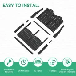 Classic Black Plastic Adirondack Chair 2-Person Outdoor Loveseat With Foldable Design -More Furniture Store jearey plastic adirondack chairs srydy black fa 1000