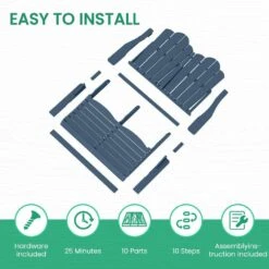 Classic Navy Blue Plastic Adirondack Chair 2-Person Outdoor Loveseat With Foldable Design -More Furniture Store jearey plastic adirondack chairs srydy blue fa 1000