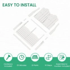 Classic White Plastic Adirondack Chair 2-Person Outdoor Loveseat With Foldable Design -More Furniture Store jearey plastic adirondack chairs srydy write fa 1000