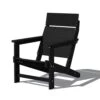 HDPE Black Adirondack Chair-Panel-Back All-Weather Heavy Woodgrain For Garden, Poolside And Deck