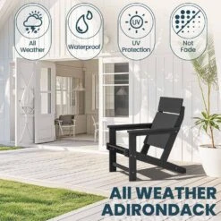 HDPE Grey Adirondack Chair-Panel-Back All-Weather Heavy Woodgrain For Garden, Poolside And Deck -More Furniture Store jearey plastic adirondack chairs xdabanqwy grey 1f 1000