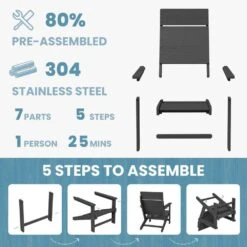 HDPE Grey Adirondack Chair-Panel-Back All-Weather Heavy Woodgrain For Garden, Poolside And Deck -More Furniture Store jearey plastic adirondack chairs xdabanqwy grey c3 1000