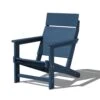 HDPE Navy Adirondack Chair-Panel-Back All-Weather Heavy Woodgrain For Garden, Poolside And Deck