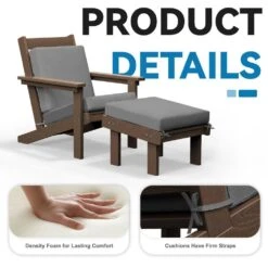 Classic Outdoor Patio HDPE Plastic Adirondack Chair With Footrest Ottoman In Brown -More Furniture Store jearey plastic adirondack chairs zbqwy br 1f 1000