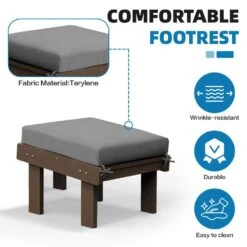 Classic Outdoor Patio HDPE Plastic Adirondack Chair With Footrest Ottoman In Brown -More Furniture Store jearey plastic adirondack chairs zbqwy br 44 1000