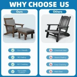 Classic Outdoor Patio HDPE Plastic Adirondack Chair With Footrest Ottoman In Brown -More Furniture Store jearey plastic adirondack chairs zbqwy br fa 1000