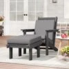 Classic Outdoor Patio HDPE Plastic Adirondack Chair With Footrest Ottoman In Gray