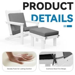 Classic Outdoor Patio HDPE Plastic Adirondack Chair With Footrest Ottoman In White 13 Classic Outdoor Patio HDPE Plastic Adirondack Chair With Footrest Ottoman In White -More Furniture Store jearey plastic adirondack chairs zbqwy wh 1f 1000