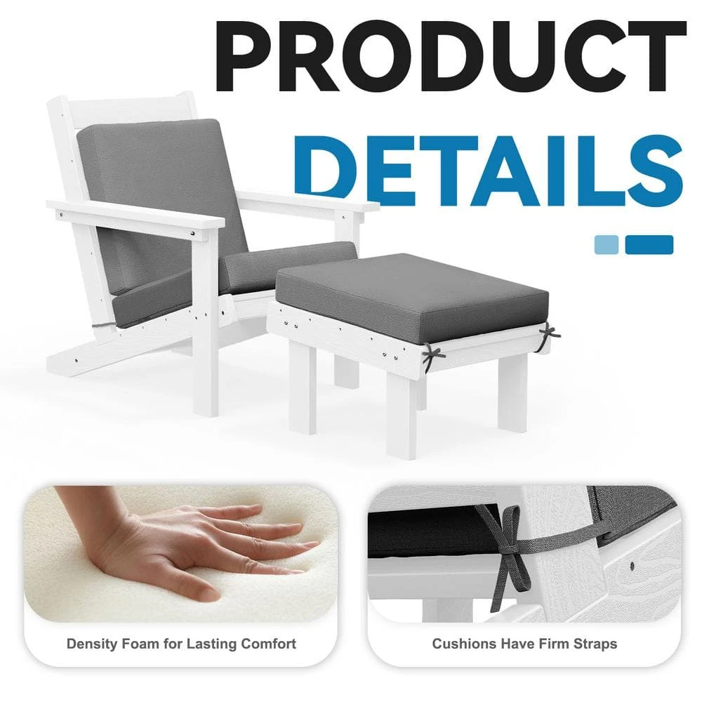 Classic Outdoor Patio HDPE Plastic Adirondack Chair With Footrest Ottoman In White 5 Classic Outdoor Patio HDPE Plastic Adirondack Chair With Footrest Ottoman In White - Image 5