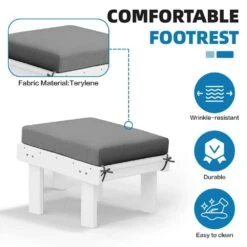 Classic Outdoor Patio HDPE Plastic Adirondack Chair With Footrest Ottoman In White 14 Classic Outdoor Patio HDPE Plastic Adirondack Chair With Footrest Ottoman In White -More Furniture Store jearey plastic adirondack chairs zbqwy wh 44 1000