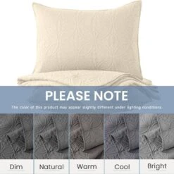 3-Piece Beige Modern Microfiber King-Quilt-Set Quilt Set -More Furniture Store jearey quilts coverlets bg cg3jt k 1f 1000