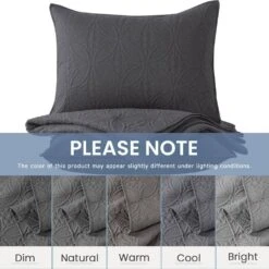 3-Piece Dark Gray Modern Microfiber King-Quilt-Set Quilt Set -More Furniture Store jearey quilts coverlets gy cg3jt k 1f 1000