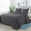 3-Piece Dark Gray Modern Microfiber King-Quilt-Set Quilt Set