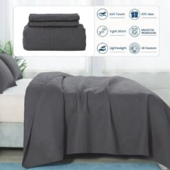 2-Piece Dark Gray Modern Microfiber Twin/Twin-XL-Quilt-Set Quilt Set -More Furniture Store jearey quilts coverlets gy cg3jt t txl 44 1000