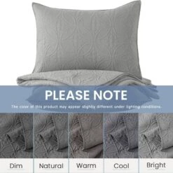3-Piece Light Gray Modern Microfiber Full/Queen-Quilt-Set Quilt Set -More Furniture Store jearey quilts coverlets lgy cg3jt f q 1f 1000