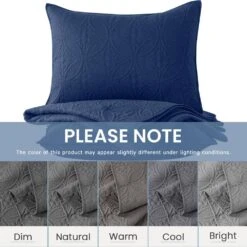 3-Piece Navy Modern Microfiber Full/Queen-Quilt-Set Quilt Set -More Furniture Store jearey quilts coverlets nv cg3jt f q 1f 1000