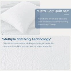 3-Piece White Modern Microfiber Full/Queen-Quilt-Set Quilt Set -More Furniture Store jearey quilts coverlets wt cg3jt f q 4f 1000