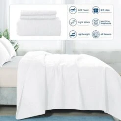 2-Piece White Modern Microfiber Twin/Twin-XL-Quilt-Set Quilt Set -More Furniture Store jearey quilts coverlets wt cg3jt t txl 44 1000