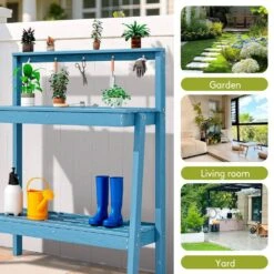 45.5 In. H X 34.8 In. W X 17.7 In. D Light Blue HDPE Potting Bench Table, Multi-Purpose Plant And Storage Shelf 13 45.5 In. H X 34.8 In. W X 17.7 In. D Light Blue HDPE Potting Bench Table, Multi-Purpose Plant And Storage Shelf -More Furniture Store light blue jearey potting benches and tables jyyygzt lb 1f 1000