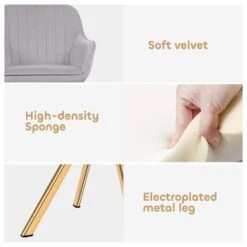 Modern Light Grey Brushed Velvet Swivel Accent Armchair With Metal Legs For Living 11 Modern Light Grey Brushed Velvet Swivel Accent Armchair With Metal Legs For Living -More Furniture Store light grey jearey accent chairs e21zy hd lg 1f 1000