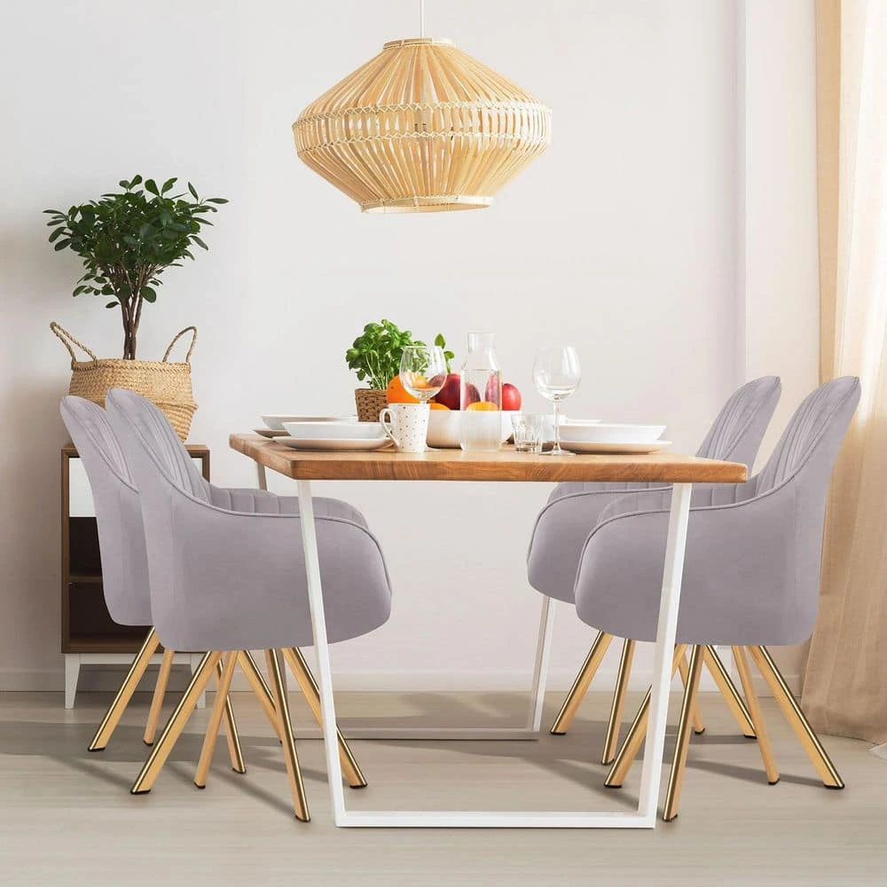 Modern Light Grey Brushed Velvet Swivel Accent Armchair With Metal Legs For Living 6 Modern Light Grey Brushed Velvet Swivel Accent Armchair With Metal Legs For Living - Image 6