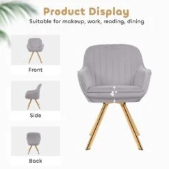 Modern Light Grey Brushed Velvet Swivel Accent Armchair With Metal Legs For Living 10 Modern Light Grey Brushed Velvet Swivel Accent Armchair With Metal Legs For Living -More Furniture Store light grey jearey accent chairs e21zy hd lg 4f 1000