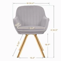 Modern Light Grey Brushed Velvet Swivel Accent Armchair With Metal Legs For Living 9 Modern Light Grey Brushed Velvet Swivel Accent Armchair With Metal Legs For Living -More Furniture Store light grey jearey accent chairs e21zy hd lg c3 1000