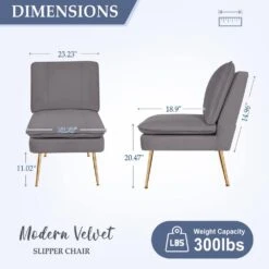 Grey 1-Piece Armless Upholstered Leisure Tight Back Accent Side Chair With Cushion -More Furniture Store light grey jearey ottomans e11xxy hd gy 66 1000