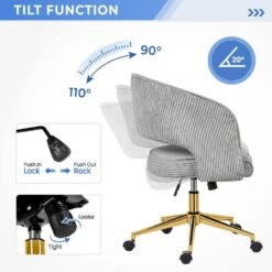Light Grey Modern Swivel And Adjustable Task Chair Tufted Office Chair With Gold Base -More Furniture Store light grey jearey task chairs e31bgy hd gy 1f 1000