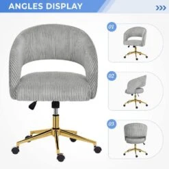 Light Grey Modern Swivel And Adjustable Task Chair Tufted Office Chair With Gold Base -More Furniture Store light grey jearey task chairs e31bgy hd gy 66 1000